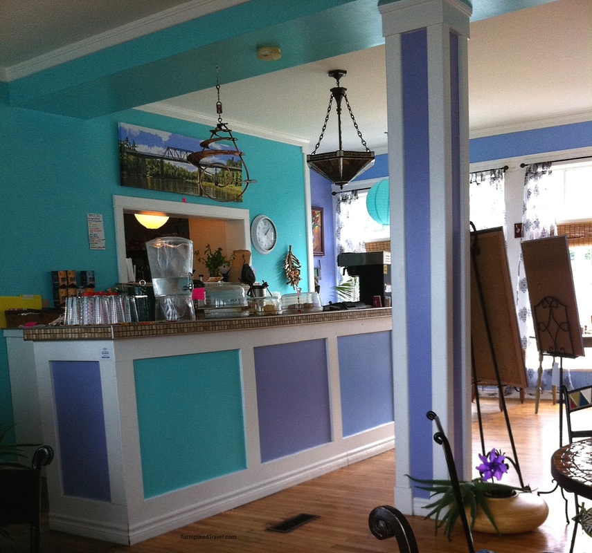 The bright, cheerful interior of Whirligig's Cafe. Wallace Nova Scotia 