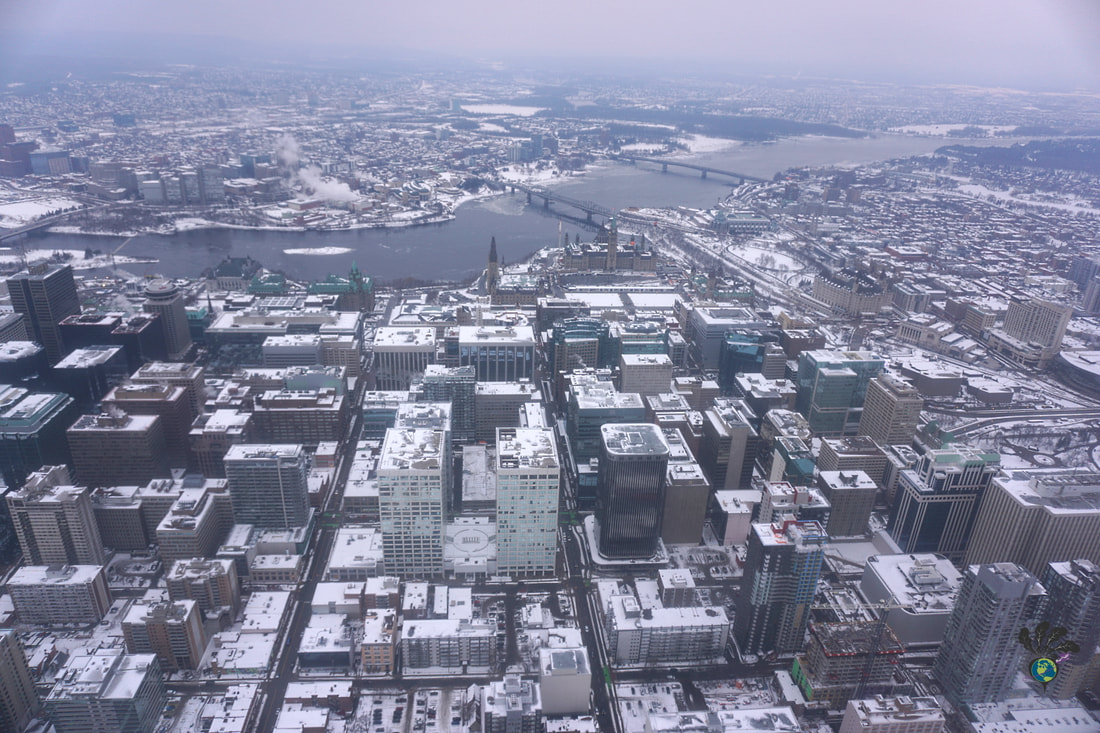 Downtown Ottawa and Gatineau, separated by the Ottawa River.