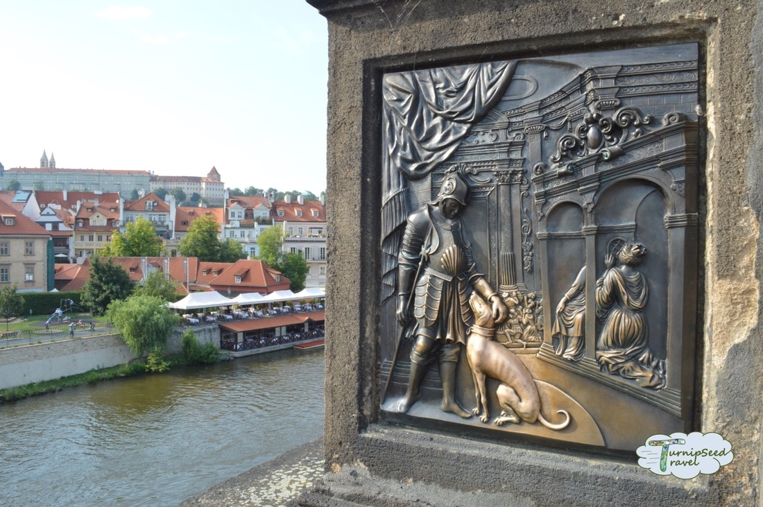 Sculpture relief of a dog Charles Bridge. Picture
