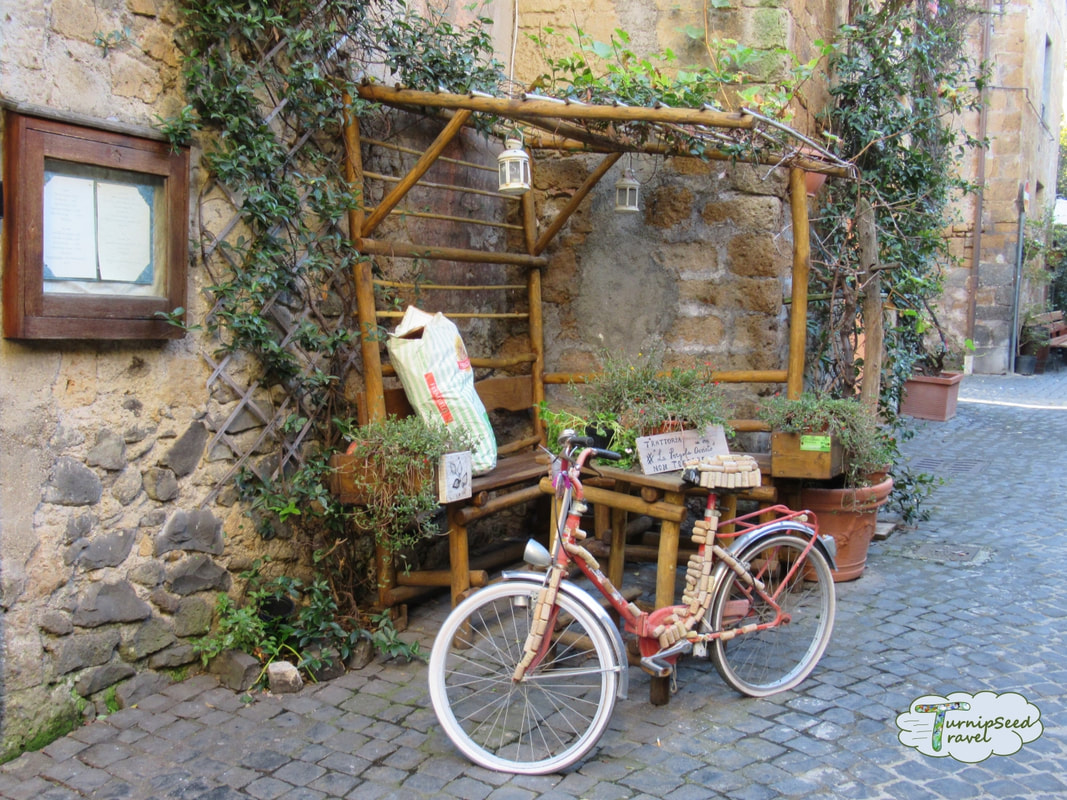 Bicycle covered in corks in Orvieto Italy by TurnipseedTravel.com ure