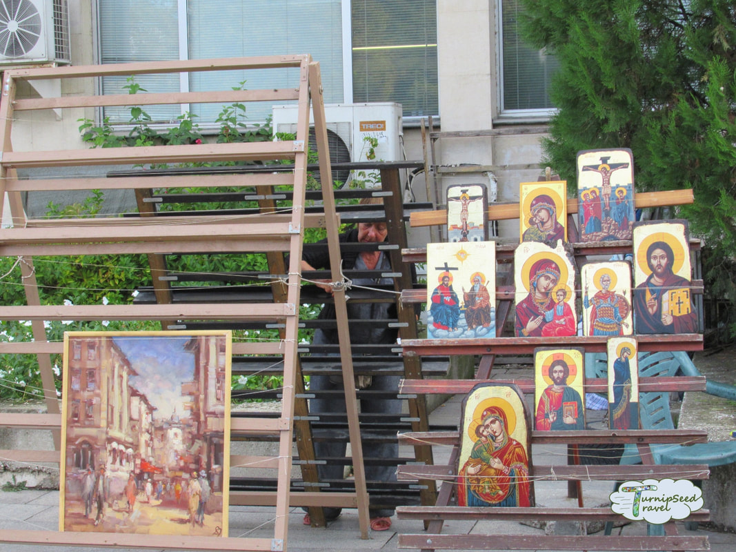 church visits overseas: Art work for sale in Bulgaria