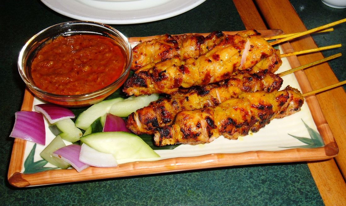 Satay in Bali with dipping sauce