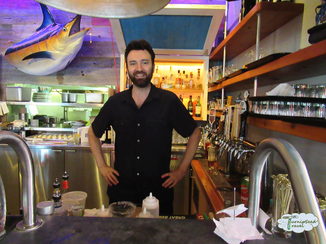 Chris the tequila bartender at Dianne's Fish Shack and Smokehouse in Kingston Ontario 