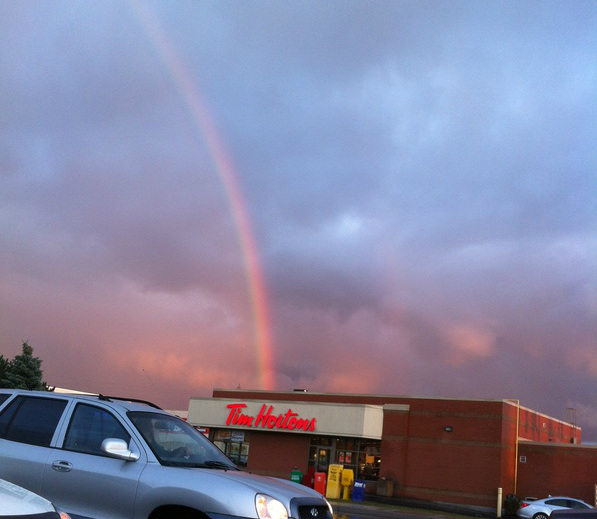A rainbow at Tim Hortons