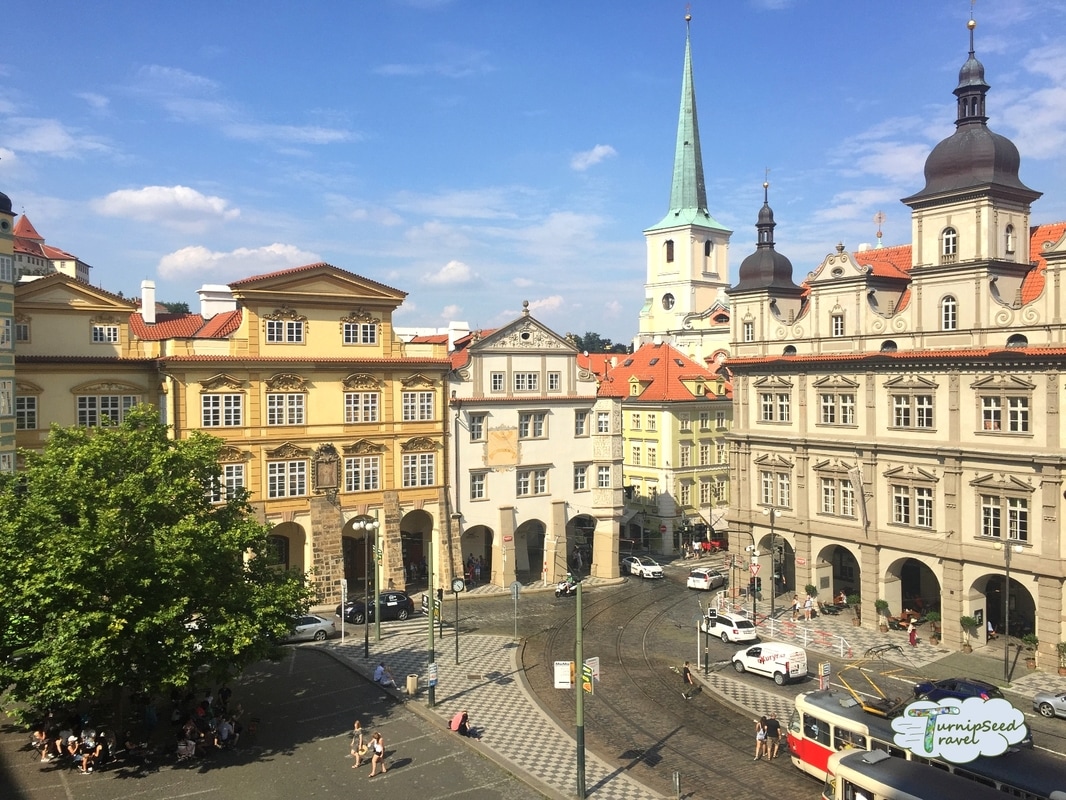 Assorted building around a public square in central Prague Picture