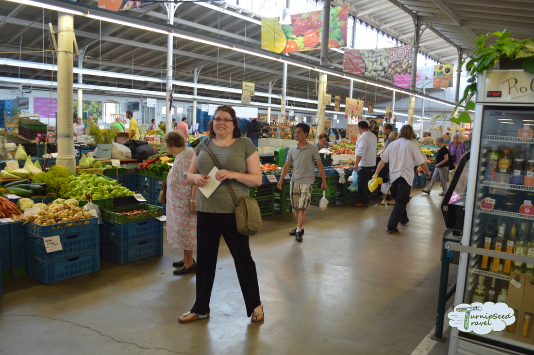Vanessa tours an indoor farmers market