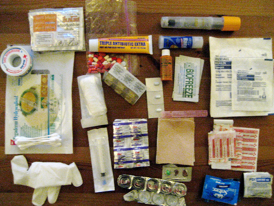 Contents of a travel first aid kit