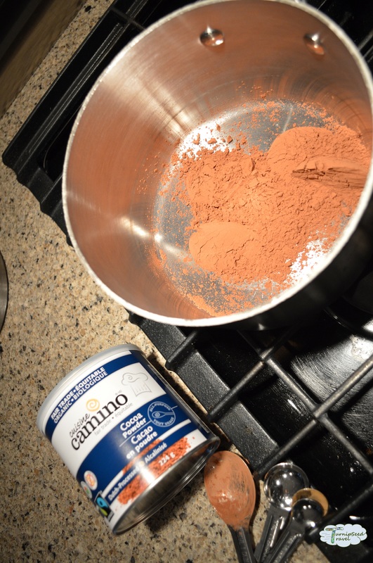 Cocoa powder in a pan