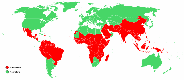 Malaria World Map wikipedia.org