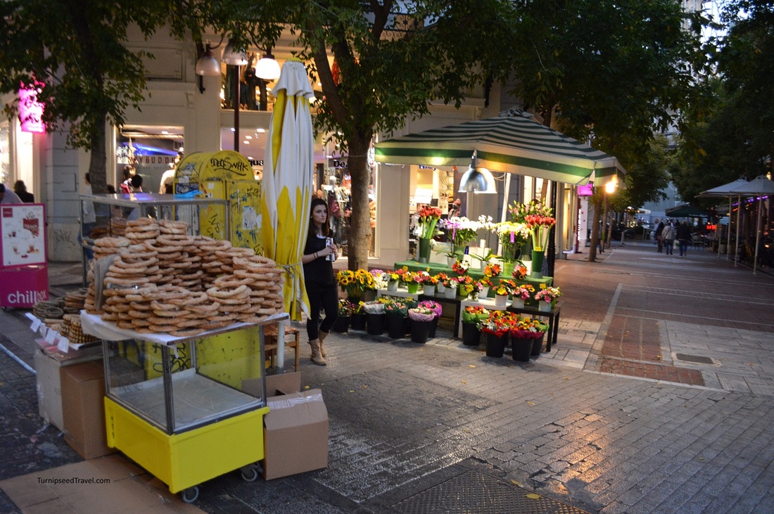 Selling bread on the streets of Athens