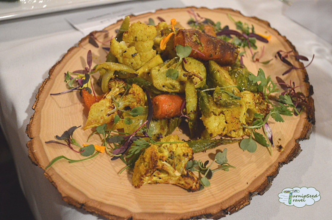Plate of roasted vegetables Cozy microadventures for Ottawa travellers by TurnipseedTravel.com