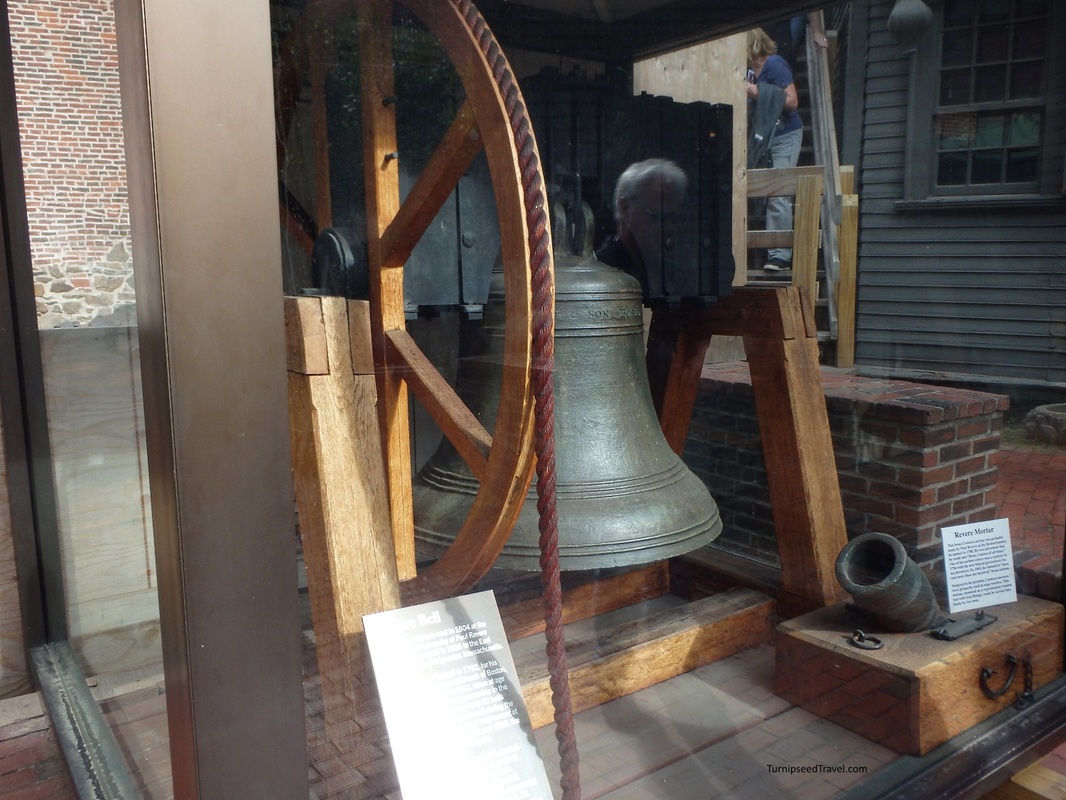 Historical artifacts on display outside the Paul Revere House.