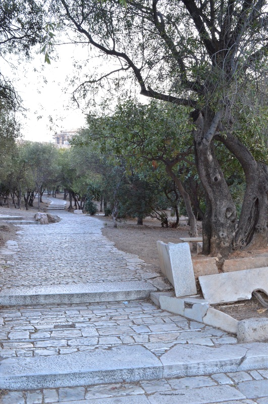 Empty path on route to the Acropolis Athens 