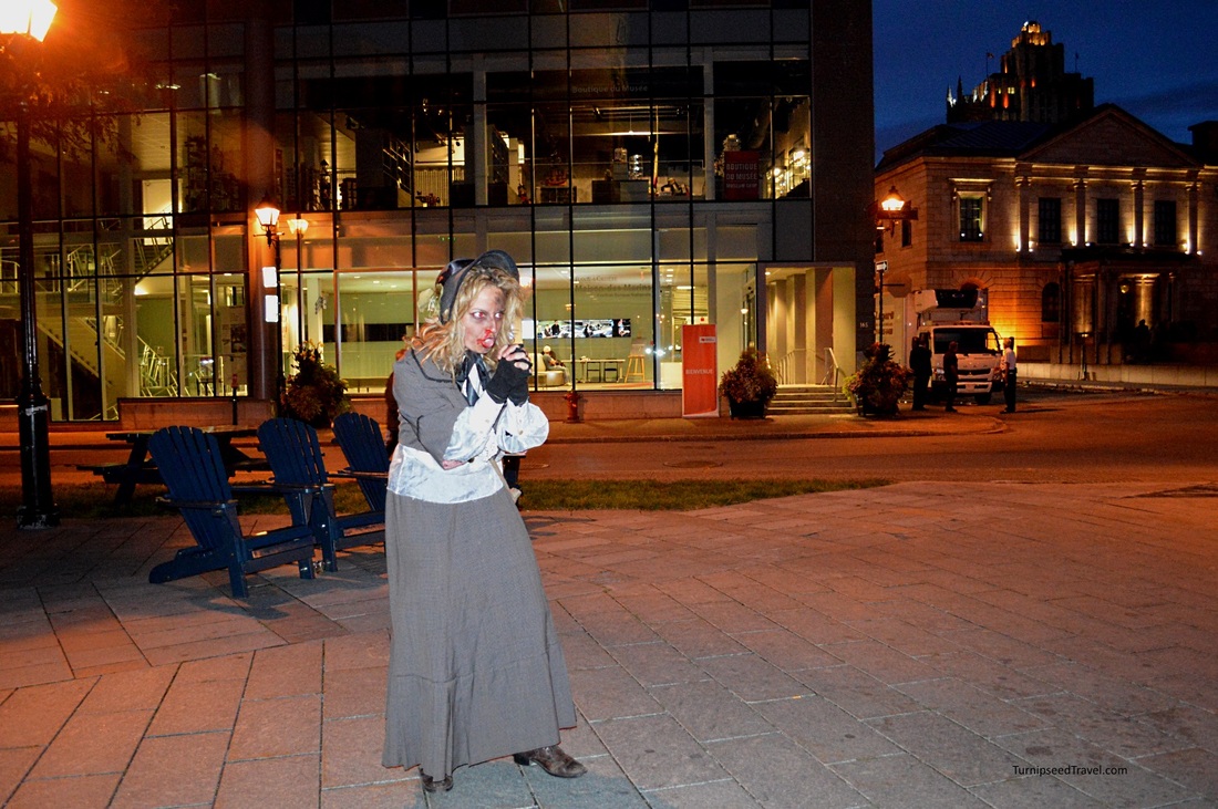 Ghost hunting in Montreal: A costumed guide greets the crowd