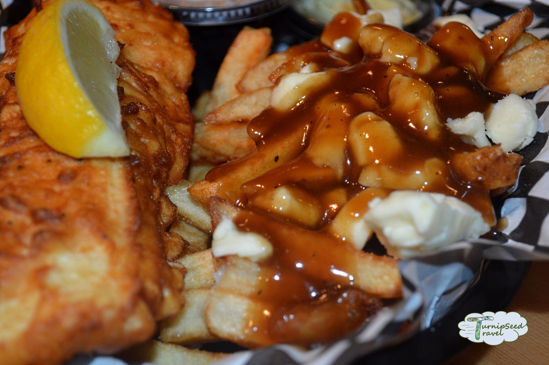 Fried fish and poutine at Baked and Battered Country Bakery and Fish Fry