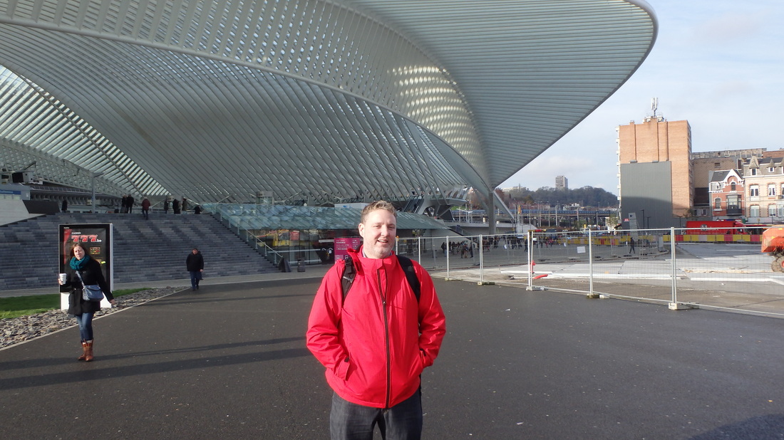 Ryan outside the train station in Liege Belgium Picture
