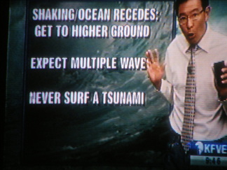 NEVER surf a tsunami.