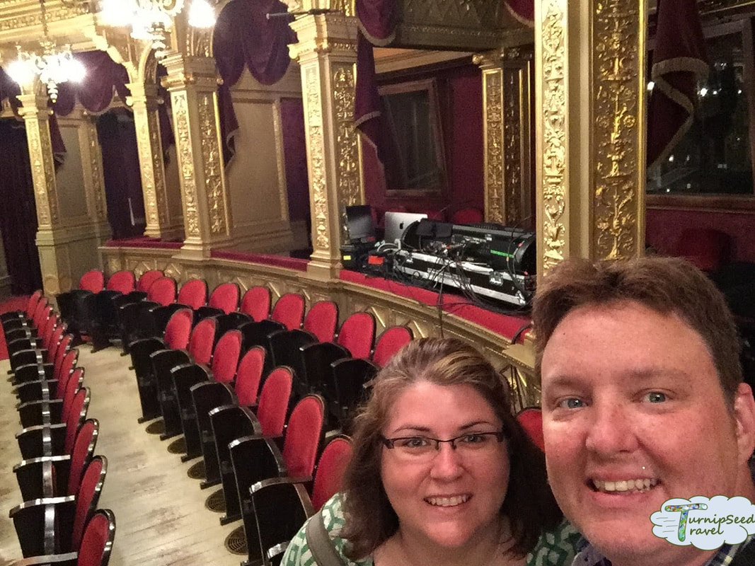 Selfie in the Hungarian opera house with gold painted columns Picture