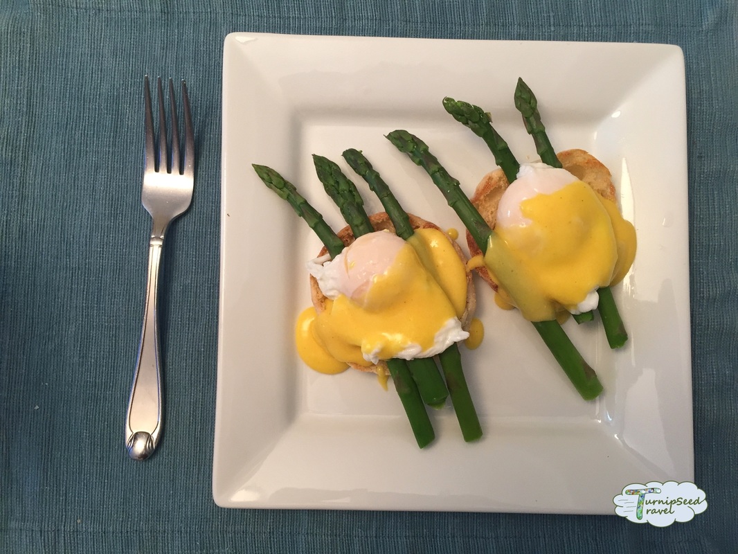 Homemade Eggs Benedict with asparagus