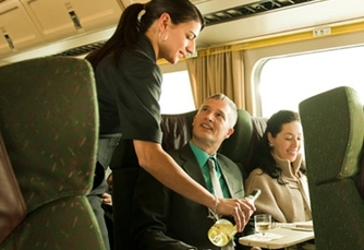Via Rail Business Class Passengers are served wine