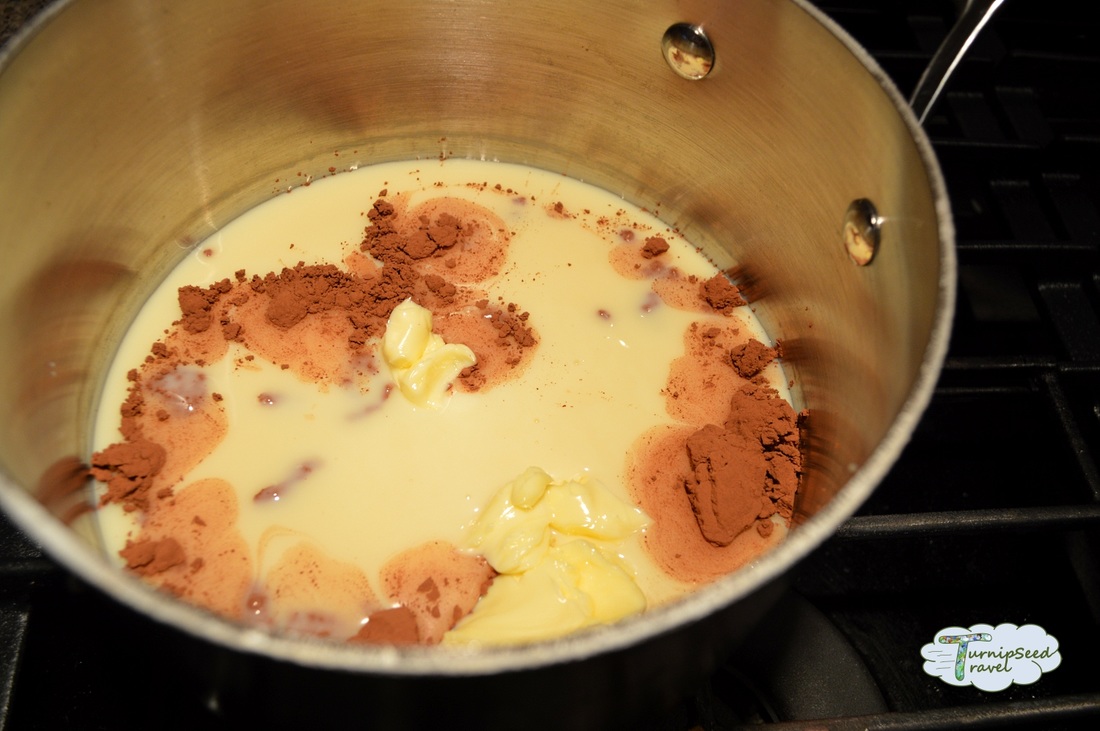 Milk and cocoa in a pan