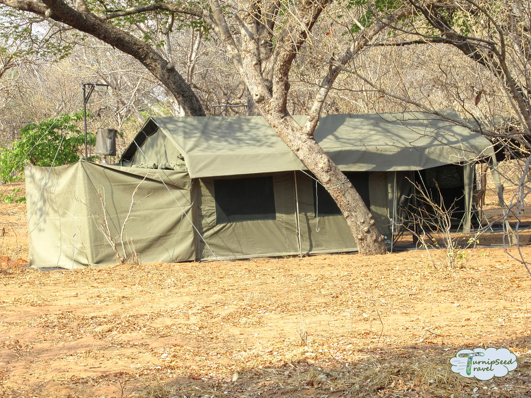 Botswana safari camping large bush shower