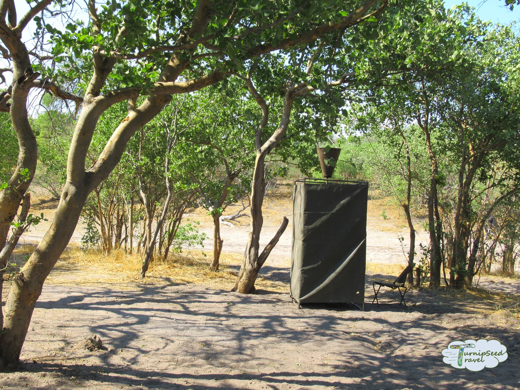 Botswana safari camping small bush showerPicture