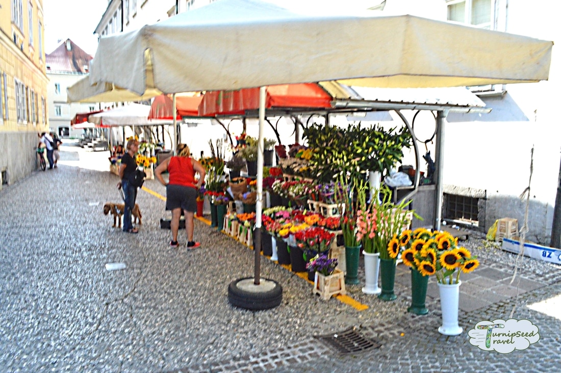 Flowers at a market stall Picture