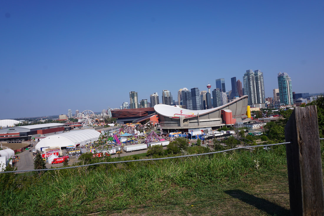 A view of the Calgary Stampede grounds and the city's skyline in the background.Picture