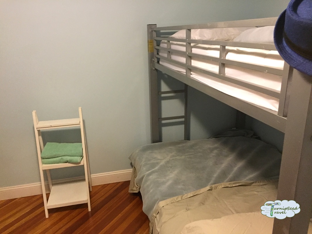 Bunk beds in a light blue room Picture