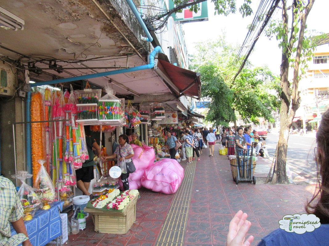 Vendor stalls outside the Yodpiman flower market, Bangkok