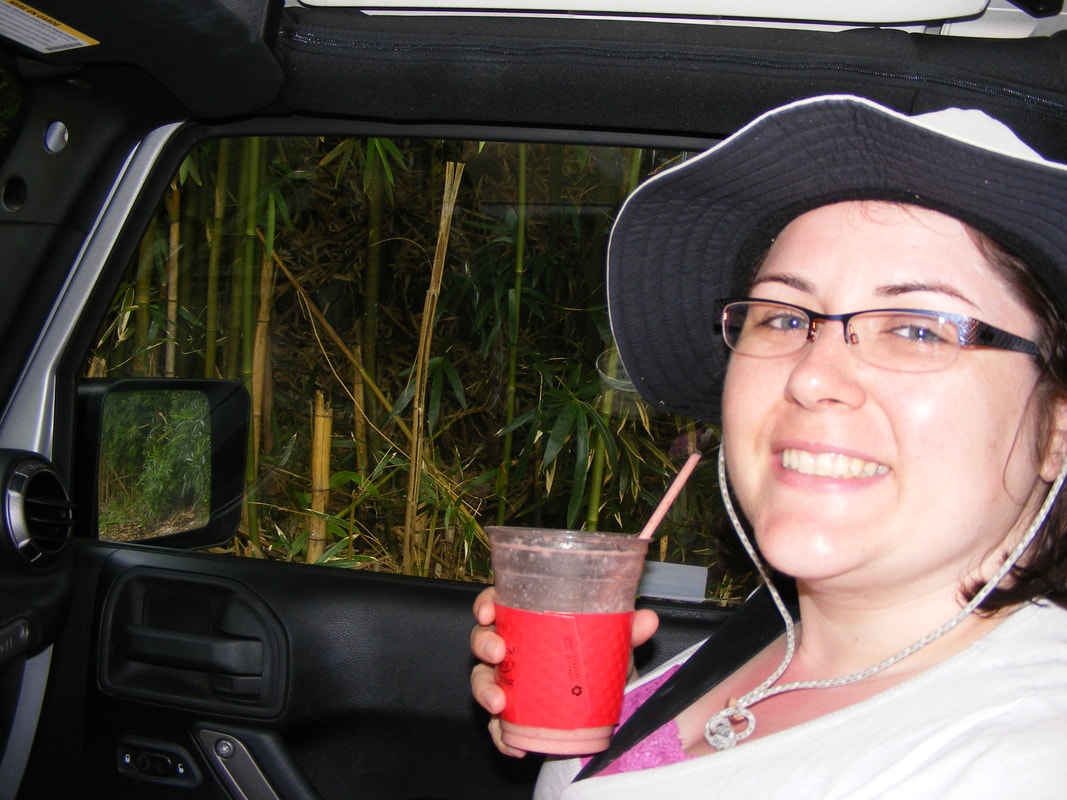Vanessa with a red smoothie Picture