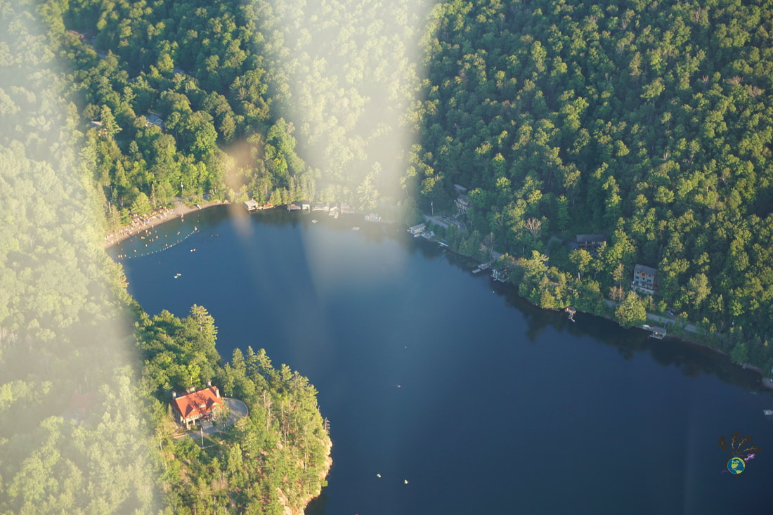 Aerial view of Meech Lake as seen from helicopter tour with Heli Tremblant