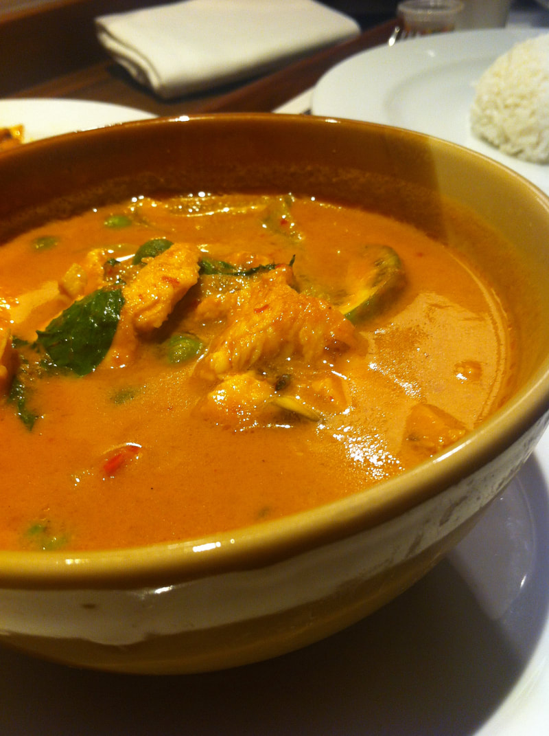 Red curry chicken with pea eggplant in Thailand 