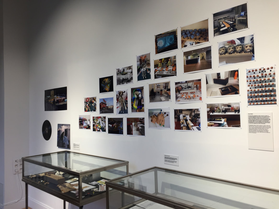 An exhibit on modern film at Institut Suédois - photographs are shown on the exhibition wall.