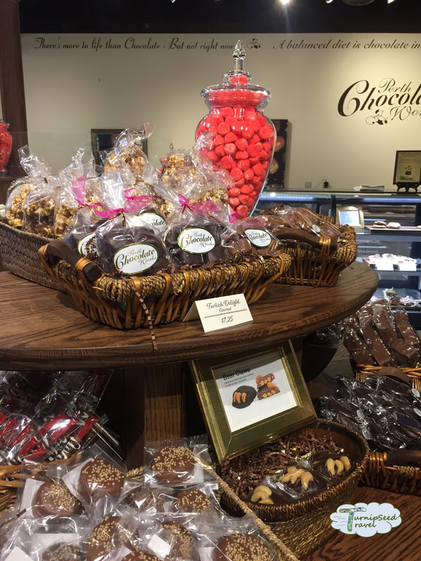 Display of candy and cookies at the Perth Chocolate Works