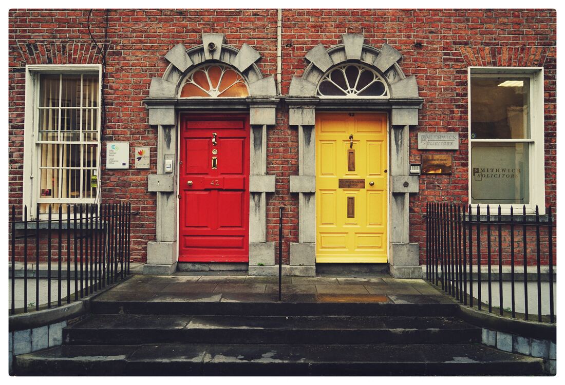 Exploring Dublin's Cozy side by TurnipseedTravel Red and Yellow door