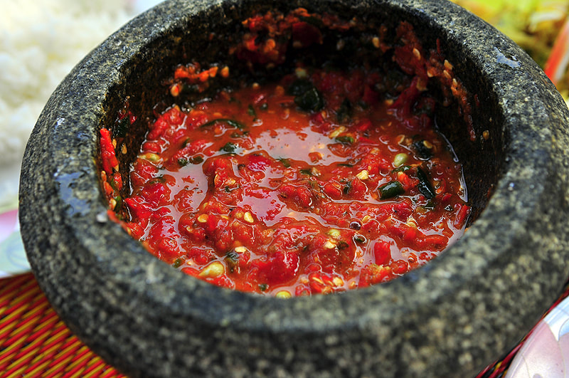 Discovering the best satay in Bali and other great traditional  Bali foods. Image: Bowl of crushed chilis Picture