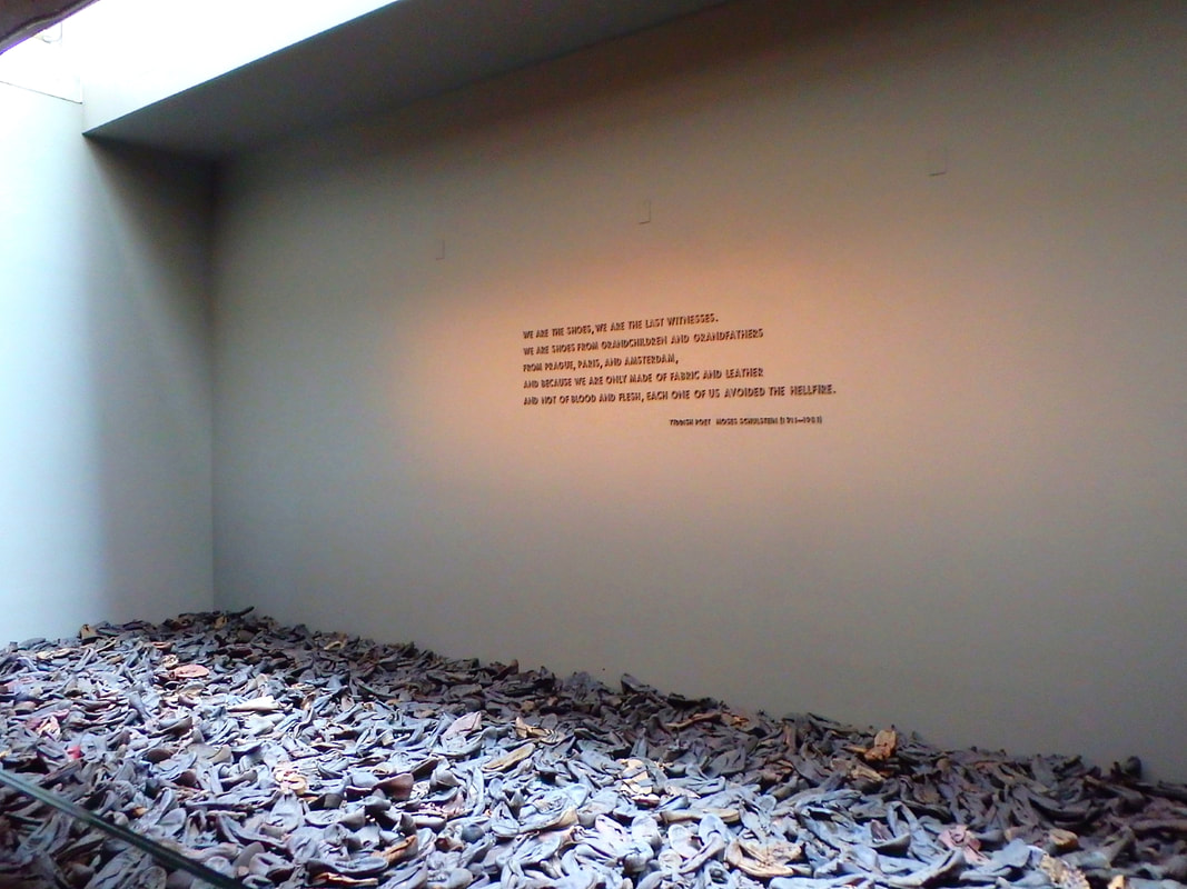 Large display of used shoes at a memorial at the United States Holocaust Memorial Museum. Picture