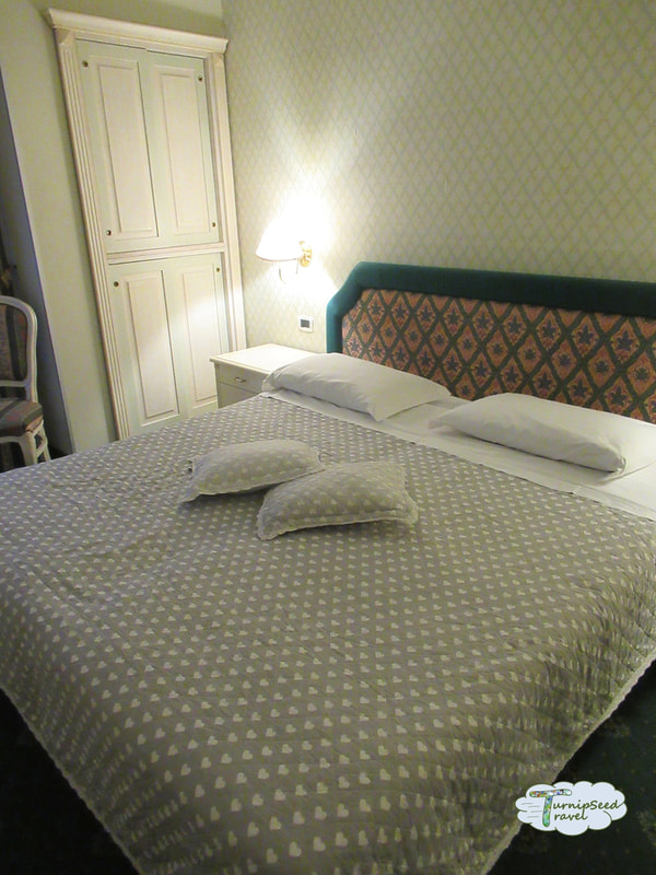 Bedroom and hotel terrace details, Hotel La Locanda, Volterra Italy